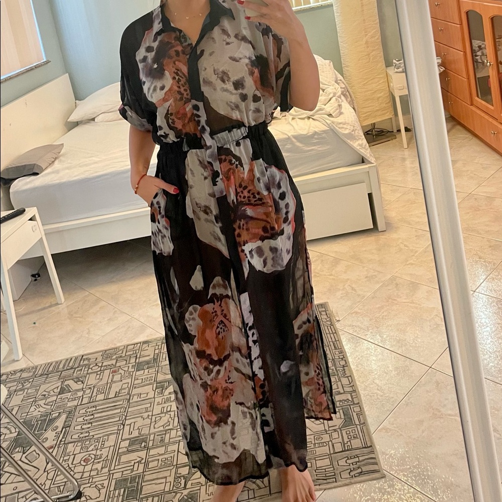 Religion maxi shirt dress in floral, M, US 8